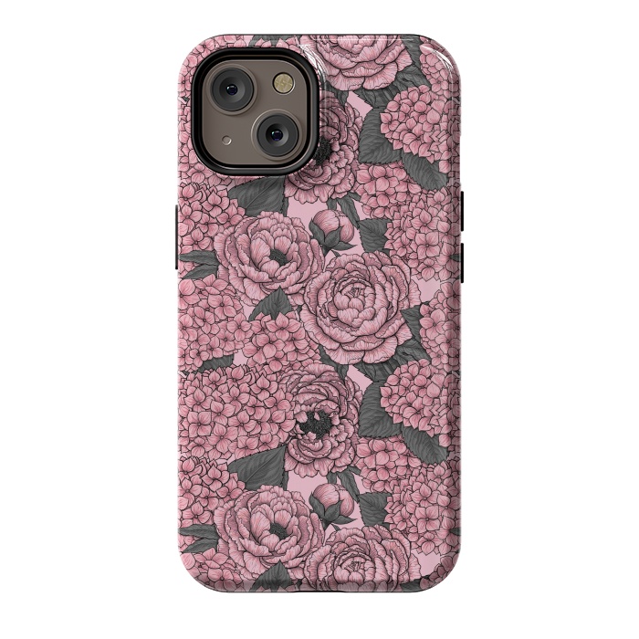 iPhone 14 StrongFit Peony and hydrangea in pink by Katerina Kirilova