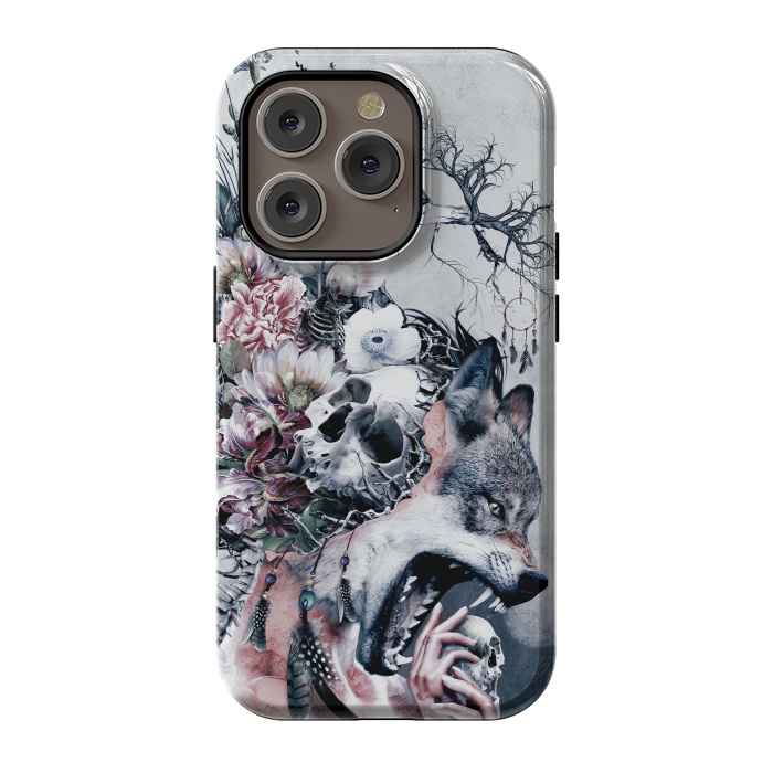 iPhone 14 Pro StrongFit Wolf and Skulls by Riza Peker