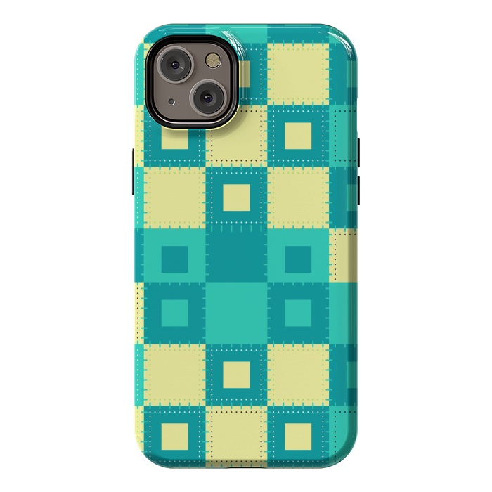 iPhone 14 Plus StrongFit blue yellow patchwork by MALLIKA