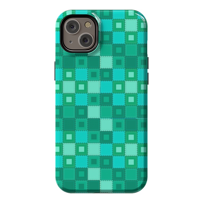 iPhone 14 Plus StrongFit blue green patchwork by MALLIKA