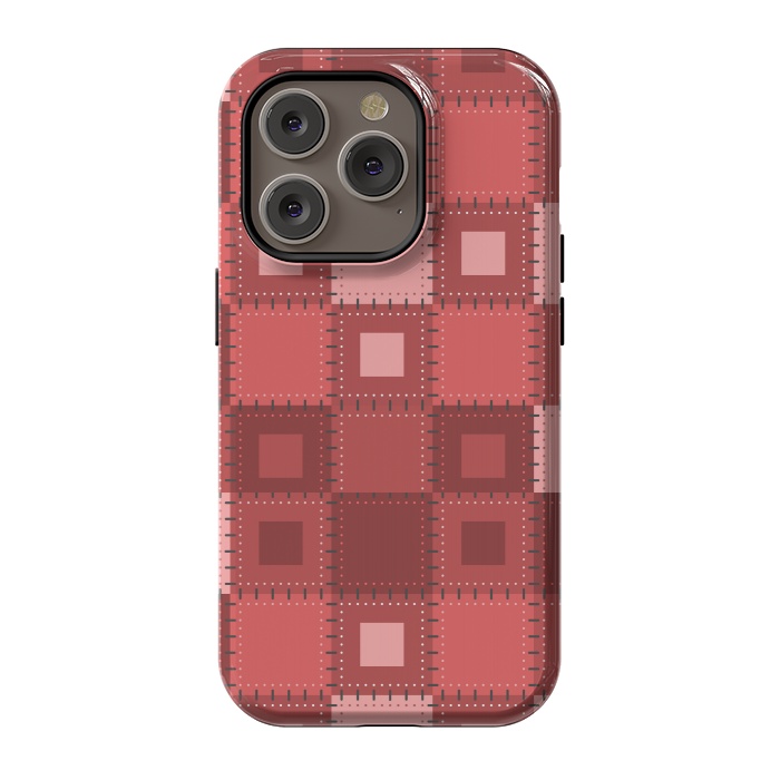 iPhone 14 Pro StrongFit RED WHITE PATCHWORK by MALLIKA