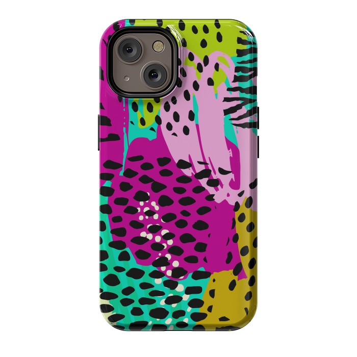 iPhone 14 StrongFit colorful abstract animal print by haroulita