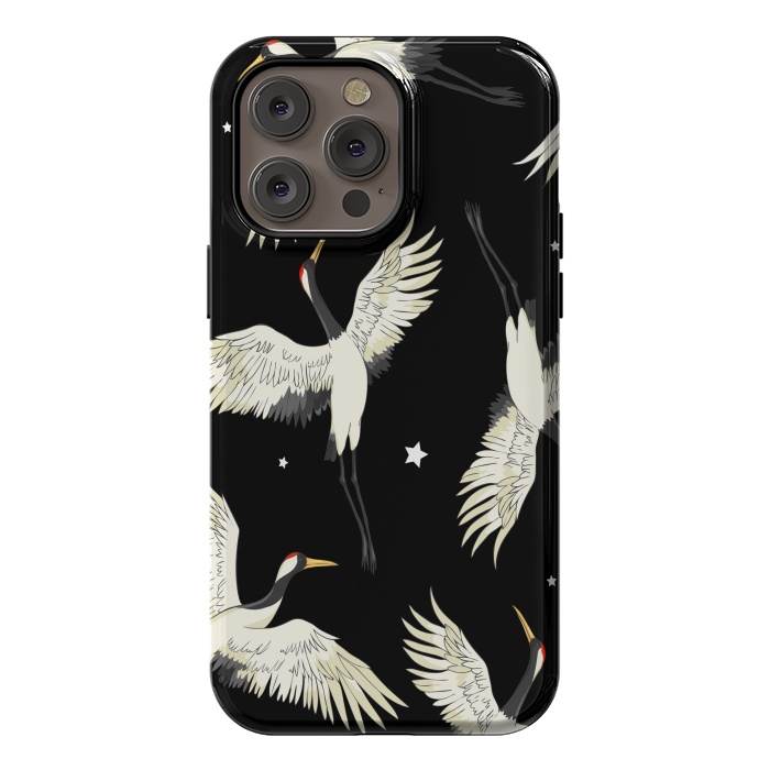 iPhone 14 Pro max StrongFit black white birds by haroulita