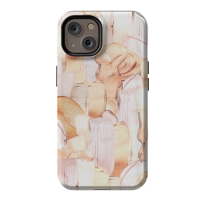 iPhone 14 StrongFit Blush Faux Gold Copper Acrylic Brush Strokes by  Utart
