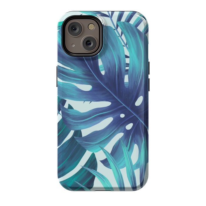 iPhone 14 StrongFit blue Fern leaves by haroulita
