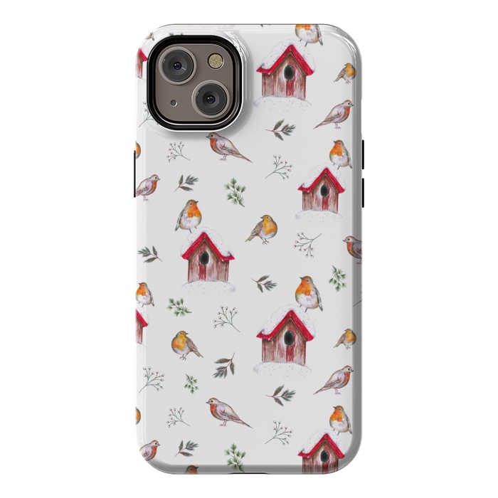 iPhone 14 Plus StrongFit Cute Winter Robins by Negin Mf