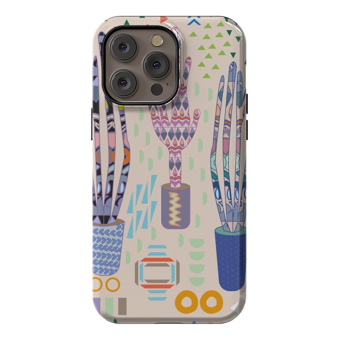 iPhone 14 Pro max StrongFit Cactus desert with pattern by Nina Leth