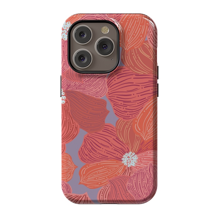 iPhone 14 Pro StrongFit Coral floral by Nina Leth