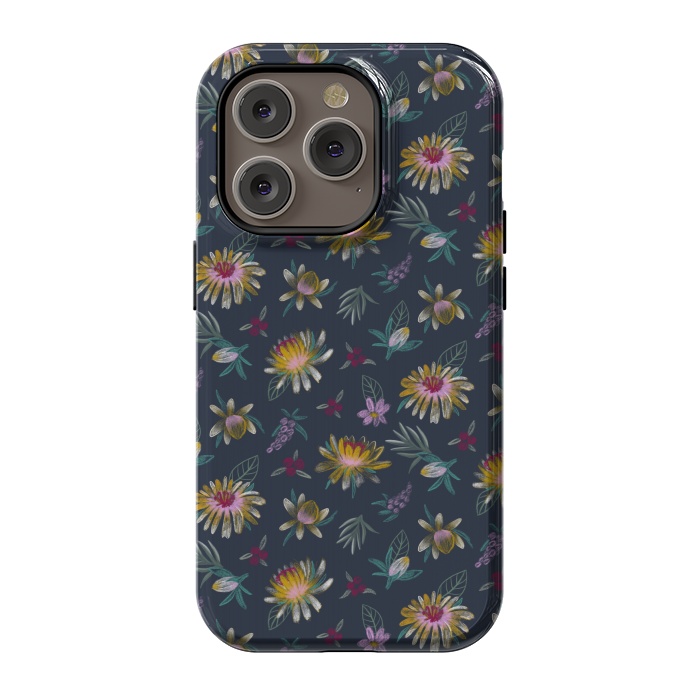 iPhone 14 Pro StrongFit Blue Floral by Tishya Oedit