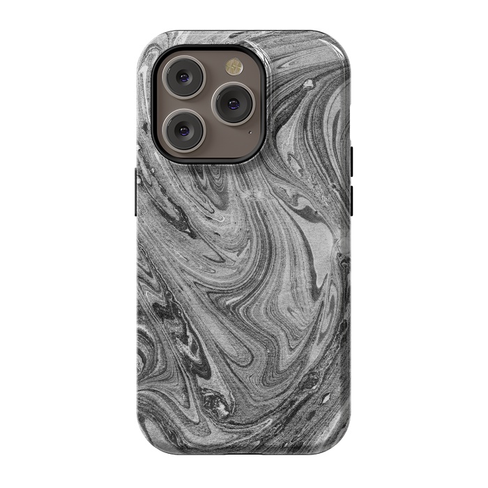 iPhone 14 Pro StrongFit Dark grey marble swirl by Oana 