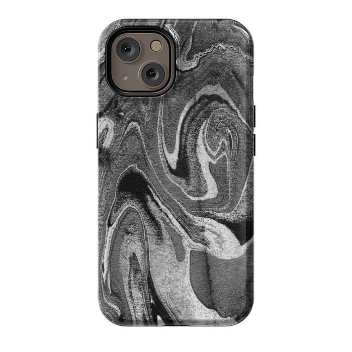iPhone 14 StrongFit black grey liquid marble by Oana 