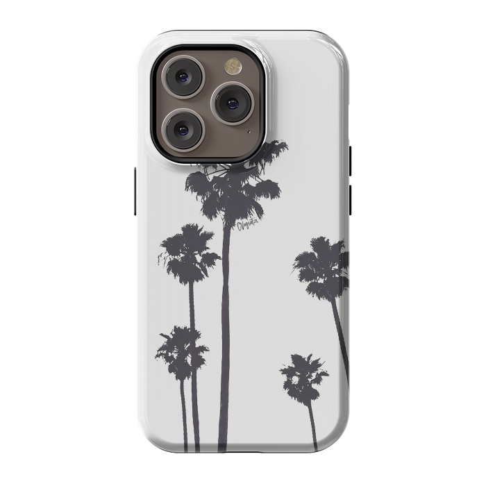 iPhone 14 Pro StrongFit Palms & Sunset-Minimal B&W by ''CVogiatzi.