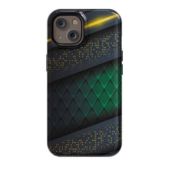 iPhone 14 StrongFit black green geometrical by haroulita