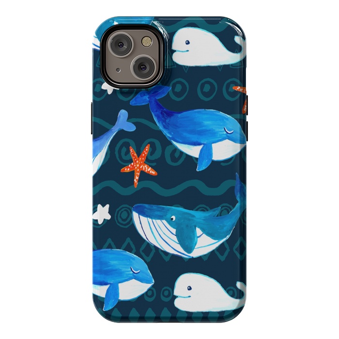 iPhone 14 Plus StrongFit watercolor whales by haroulita