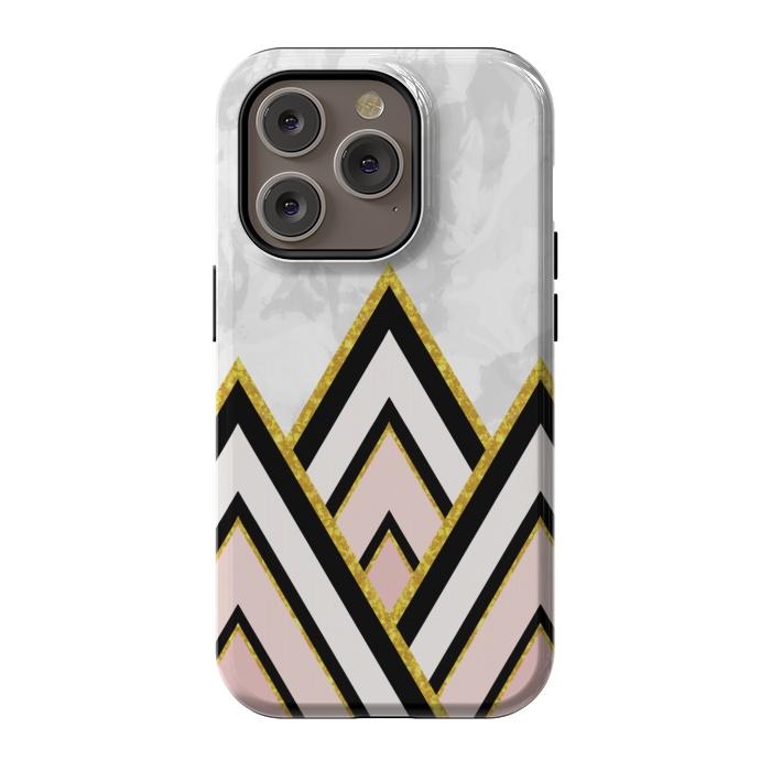 iPhone 14 Pro StrongFit Geometric pink gold triangles by Jms