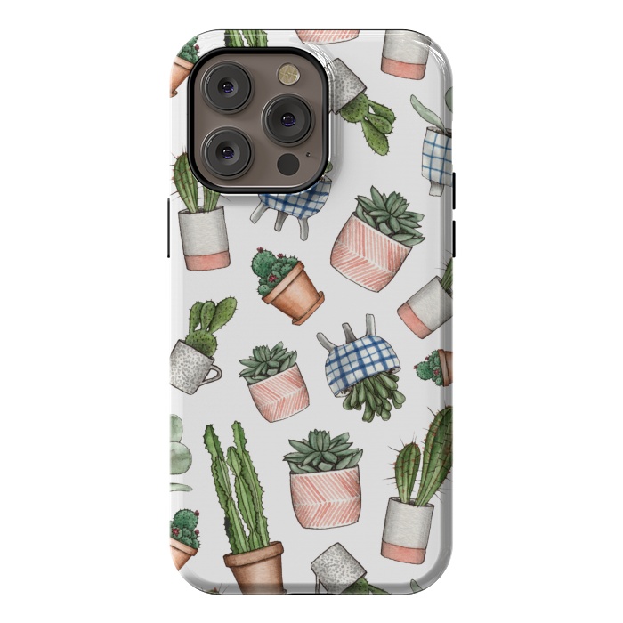 iPhone 14 Pro max StrongFit watercolor houseplants in pots by Alena Ganzhela