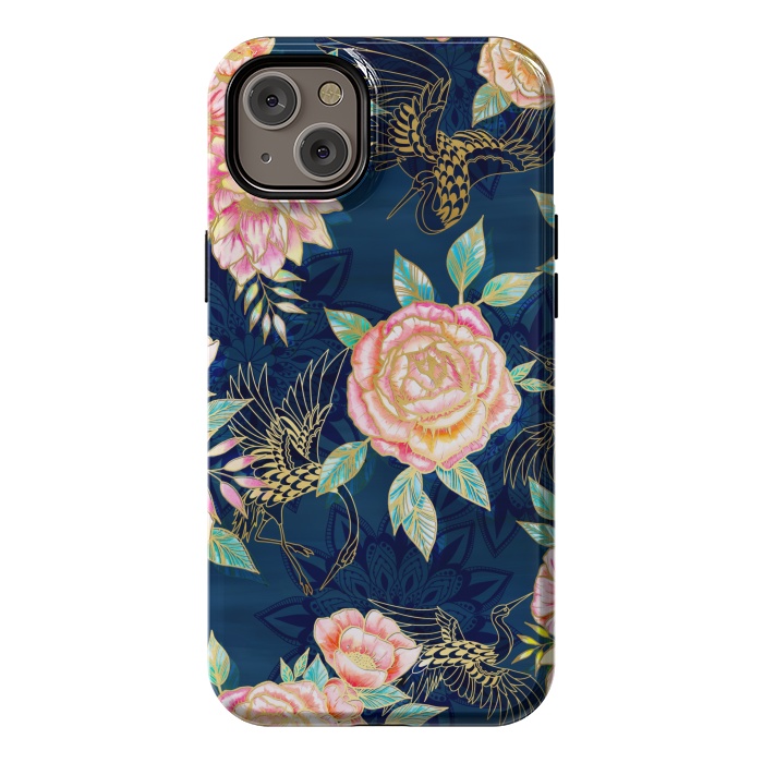 iPhone 14 Plus StrongFit Gilded Peonies and Cranes by gingerlique