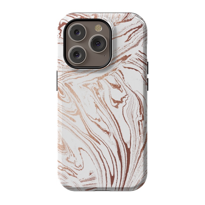 iPhone 14 Pro StrongFit White marble with rose gold details by Oana 
