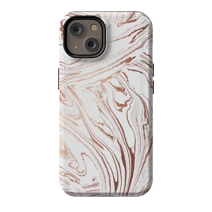 iPhone 14 StrongFit White marble with rose gold details by Oana 