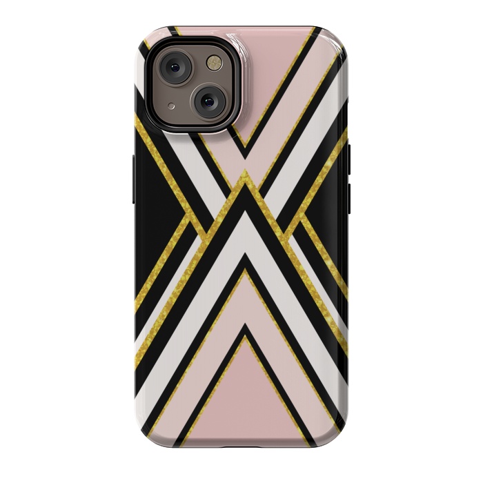iPhone 14 StrongFit Pink gold geometric by Jms