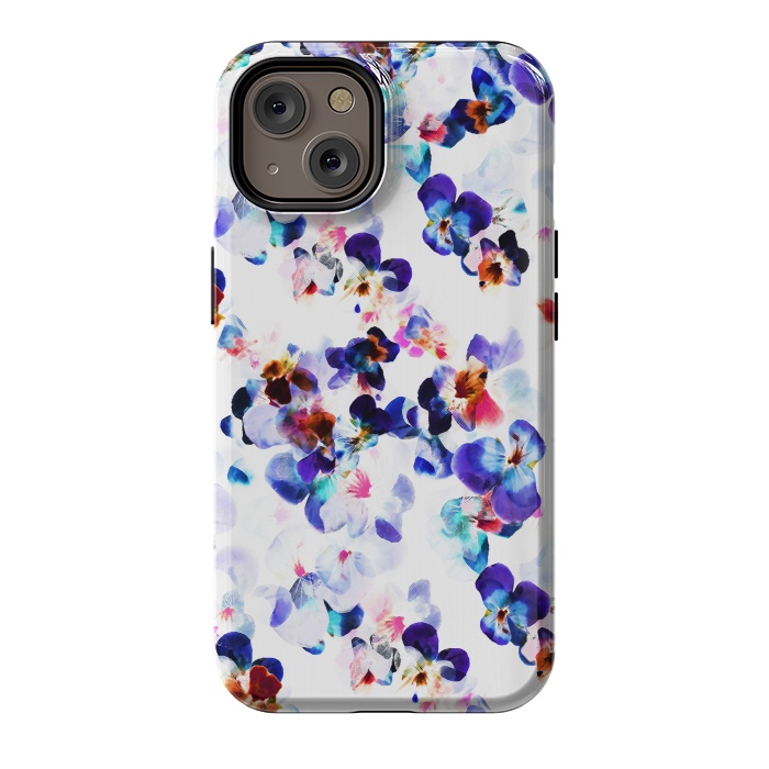 iPhone 14 StrongFit Blue purple pansy petals by Oana 