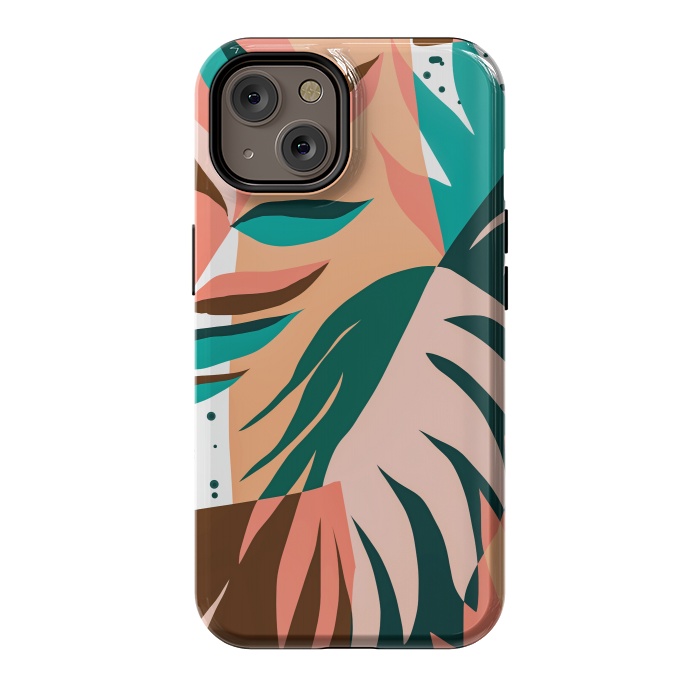 iPhone 14 StrongFit Watching The Leaves Turn, Tropical Autumn Colorful Eclectic Abstract Palm Nature Boho Graphic Design by Uma Prabhakar Gokhale
