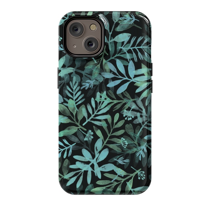 iPhone 14 StrongFit emerald branches on a black background by Alena Ganzhela