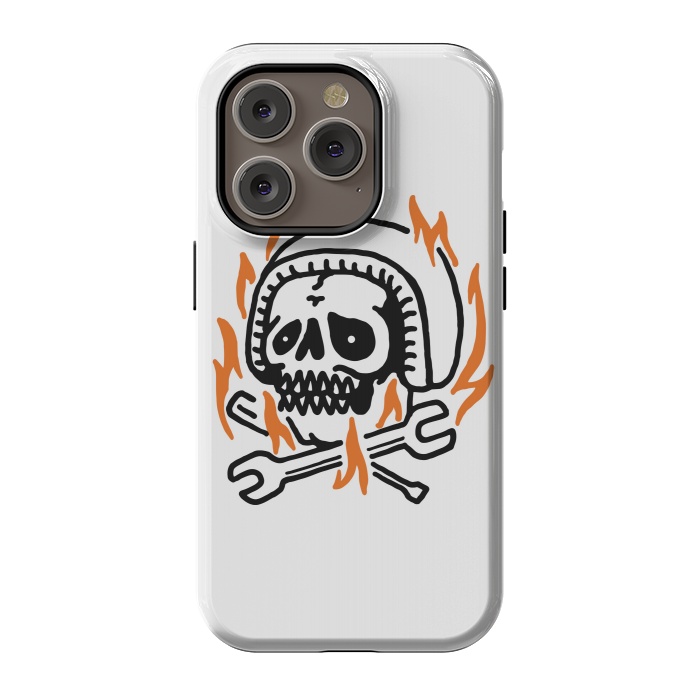 iPhone 14 Pro StrongFit Skull Biker Fire by Afif Quilimo