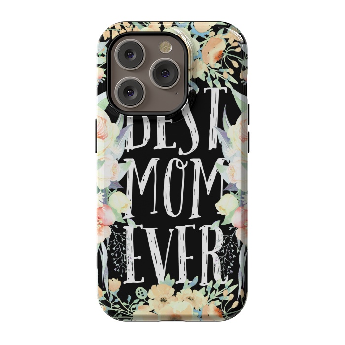 iPhone 14 Pro StrongFit Best mom spring watercolor flowers  by Oana 