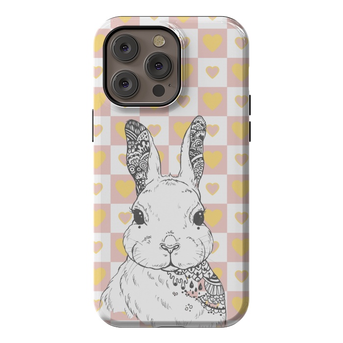 iPhone 14 Pro max StrongFit Rabbit and yellow hearts Alice in Wonderland by Oana 
