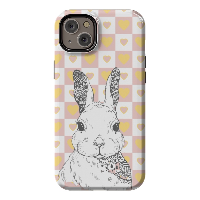 iPhone 14 Plus StrongFit Rabbit and yellow hearts Alice in Wonderland by Oana 
