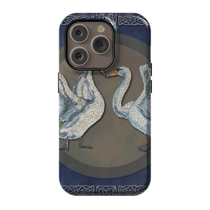 iPhone 14 Pro StrongFit Dancing Swans by Lotti Brown