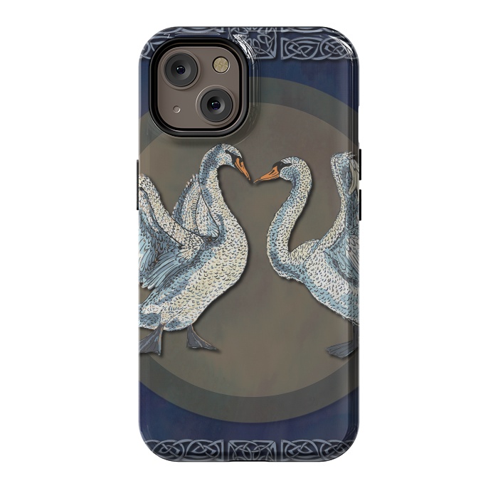 iPhone 14 StrongFit Dancing Swans by Lotti Brown