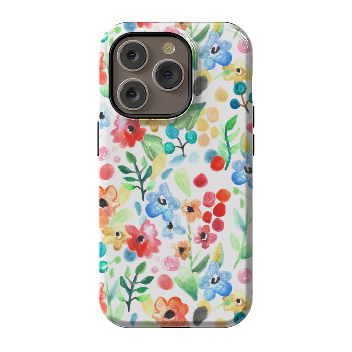 iPhone 14 Pro StrongFit Flourish - Watercolour Floral by Tangerine-Tane