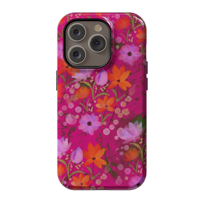 iPhone 14 Pro StrongFit Floral design watercolour floral bunch abstract design by Josie