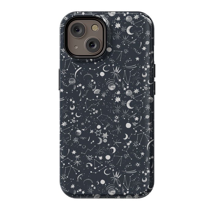 iPhone 14 StrongFit Planets Galaxy Constellations Dark by Ninola Design