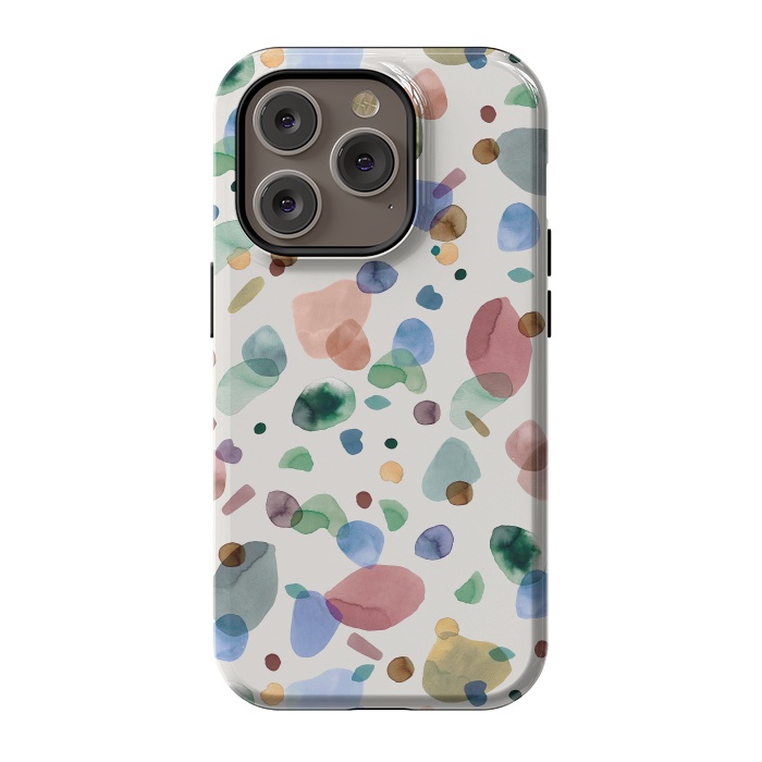 iPhone 14 Pro StrongFit Pebbles Terrazo Rounded Memphis Multicolored by Ninola Design