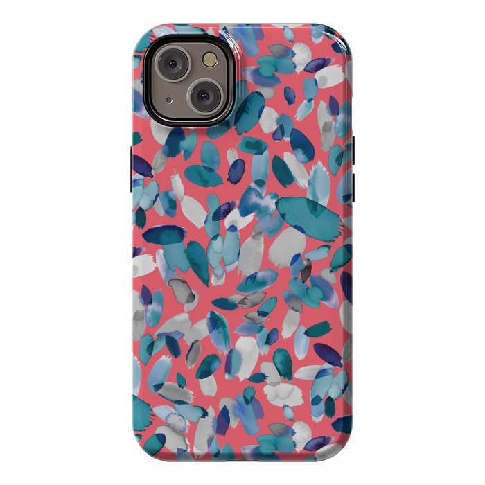 iPhone 14 Plus StrongFit Abstract Petal Stains Colorful Red Blue by Ninola Design