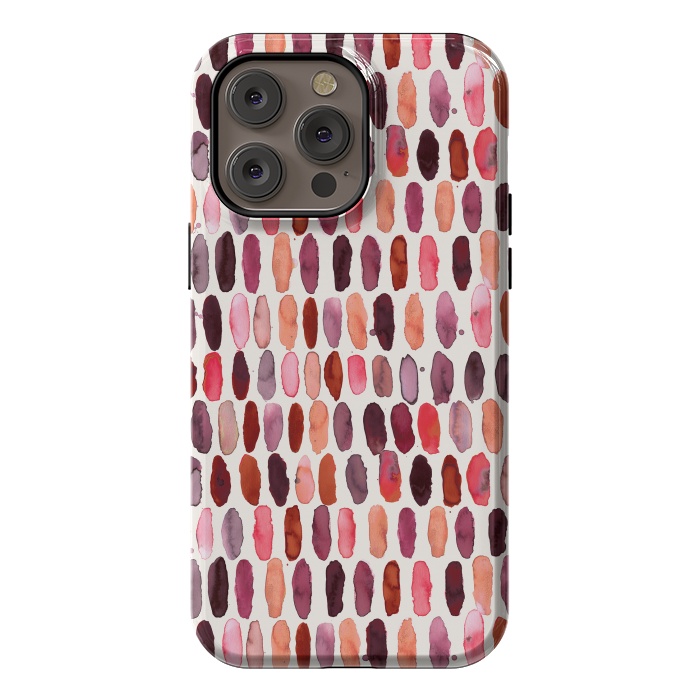 iPhone 14 Pro max StrongFit Pills Watercolor Dots Pink Orange Coral by Ninola Design