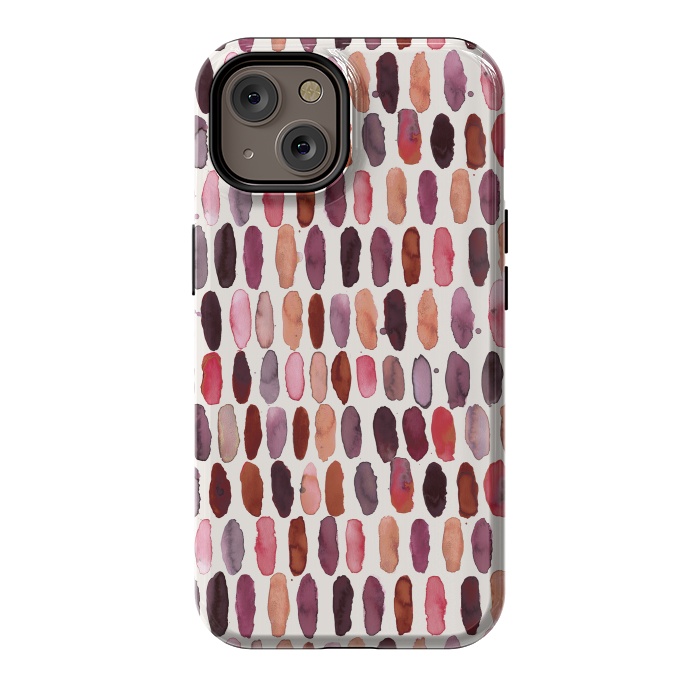 iPhone 14 StrongFit Pills Watercolor Dots Pink Orange Coral by Ninola Design