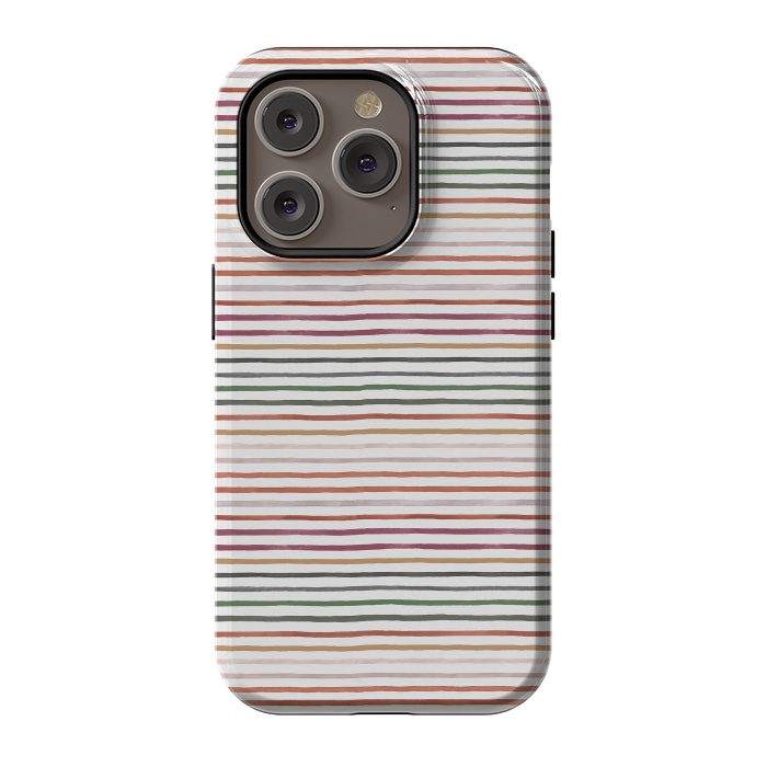 iPhone 14 Pro StrongFit Marker Stripes and Lines Orange Green by Ninola Design