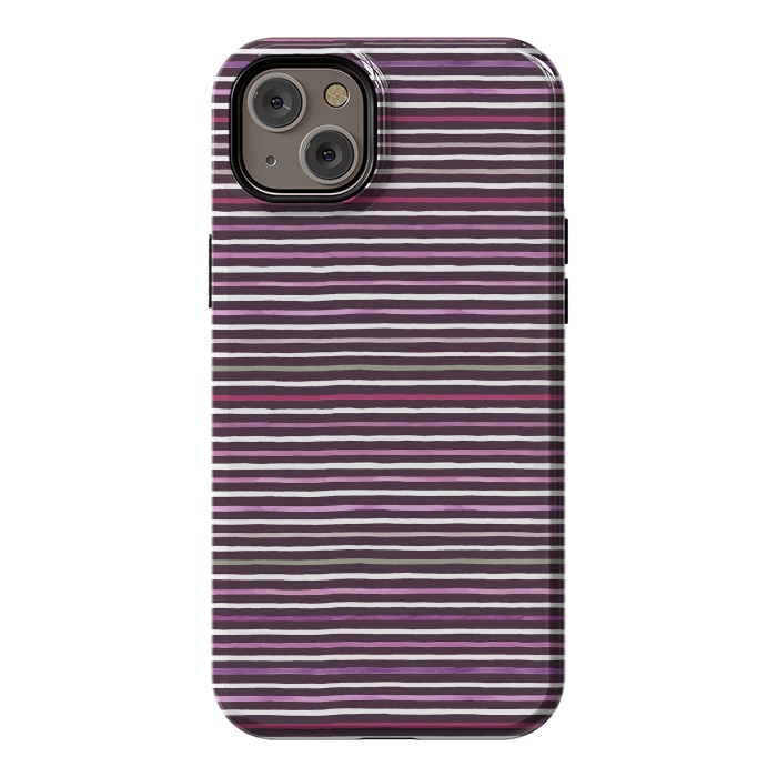 iPhone 14 Plus StrongFit Marker Stripes Lines Purple Dark Pink by Ninola Design