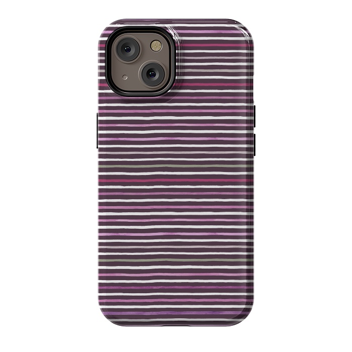 iPhone 14 StrongFit Marker Stripes Lines Purple Dark Pink by Ninola Design
