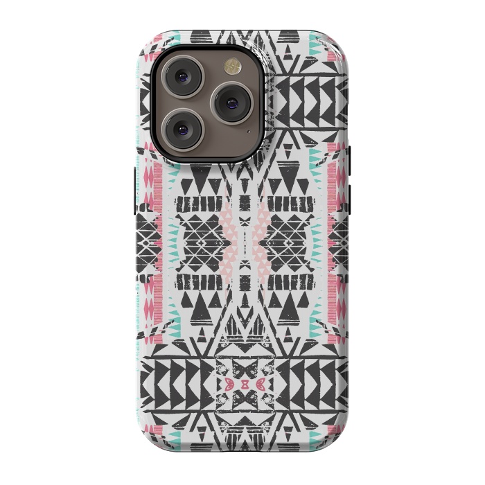 iPhone 14 Pro StrongFit Playful tribal ethnic triangles by Oana 