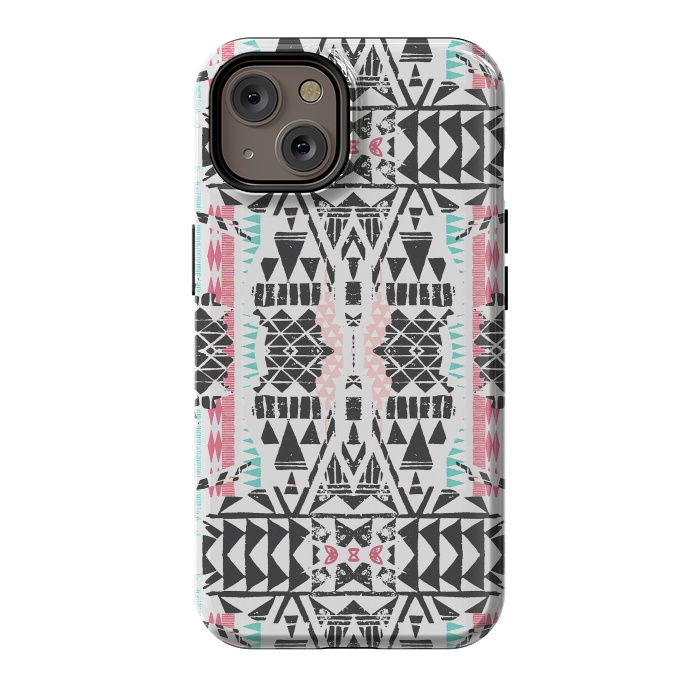 iPhone 14 StrongFit Playful tribal ethnic triangles by Oana 