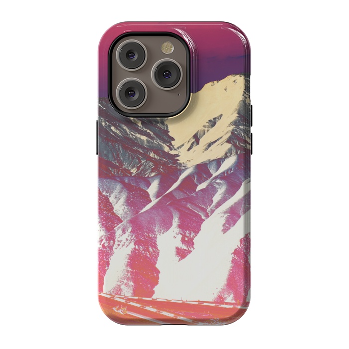 iPhone 14 Pro StrongFit Utopia pink gradient desert mountain landscape by Oana 