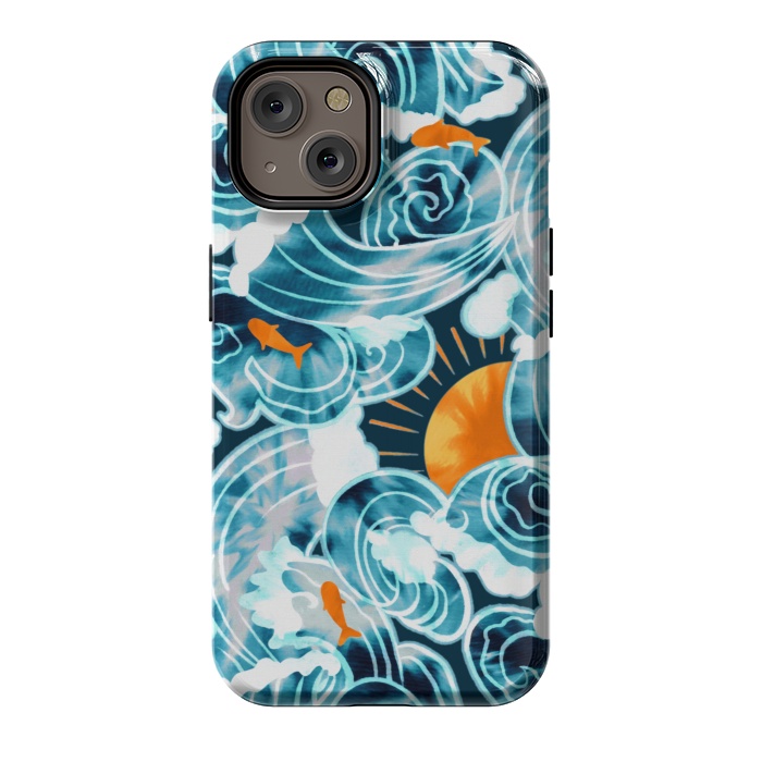 iPhone 14 StrongFit Ocean 'Tide' Dye - Orange & Teal by Tigatiga