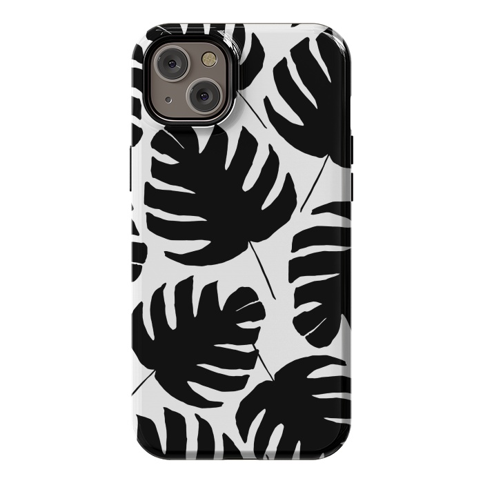 iPhone 14 Plus StrongFit Black & White Monstera by Amaya Brydon