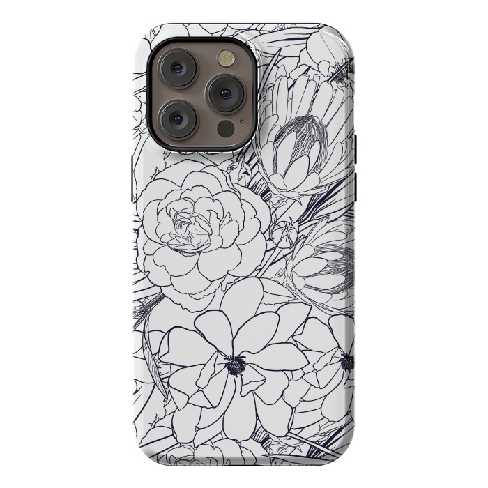 iPhone 14 Pro max StrongFit Modern Line Art Hand Drawn Floral Girly Design by InovArts