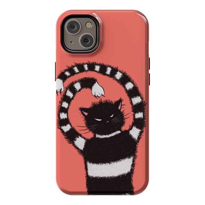 iPhone 14 Plus StrongFit Evil Striped Cat Weird Cartoon by Boriana Giormova